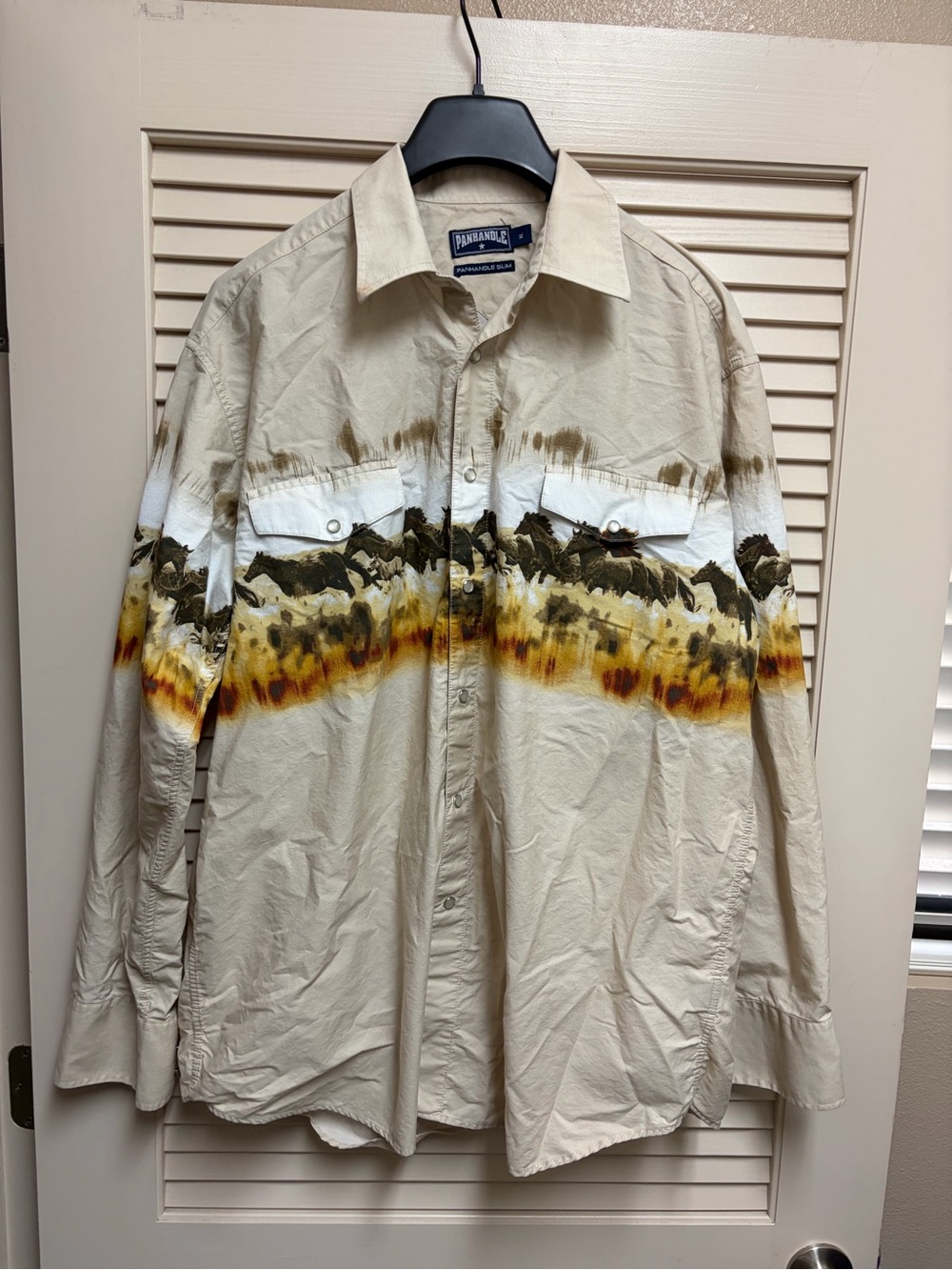 Panhandle Slim XL Wild Horses Western Pearl Snap Shirt Cowboy Rodeo Equestrian